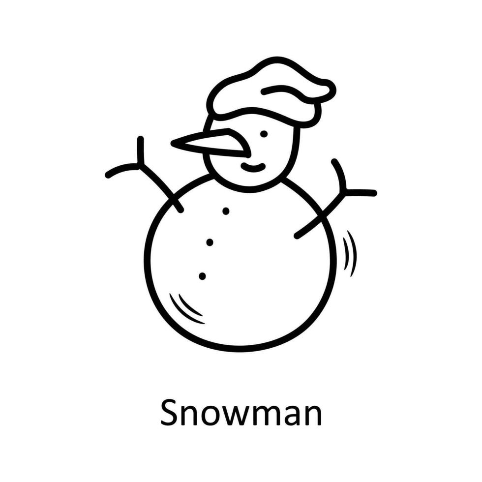 Schneemann Vektor Gliederung Symbol Design Illustration. Weihnachten Symbol auf Weiß Hintergrund eps 10 Datei