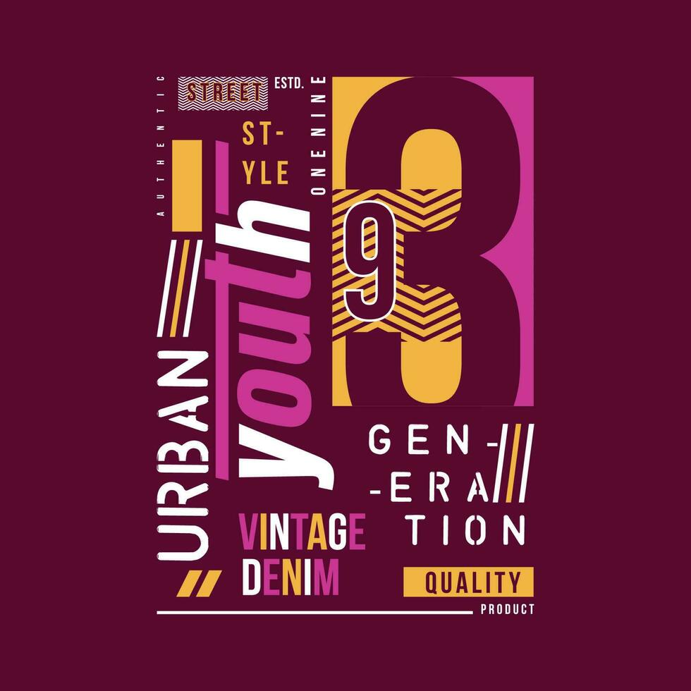 urban ungdom generation text ram, grafisk t skjorta design, typografi vektor, illustration, tillfällig stil vektor