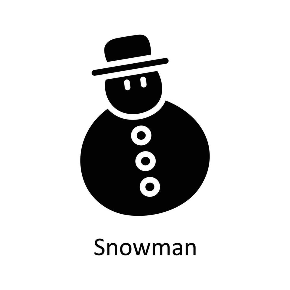 Schneemann Vektor solide Symbol Design Illustration. Weihnachten Symbol auf Weiß Hintergrund eps 10 Datei