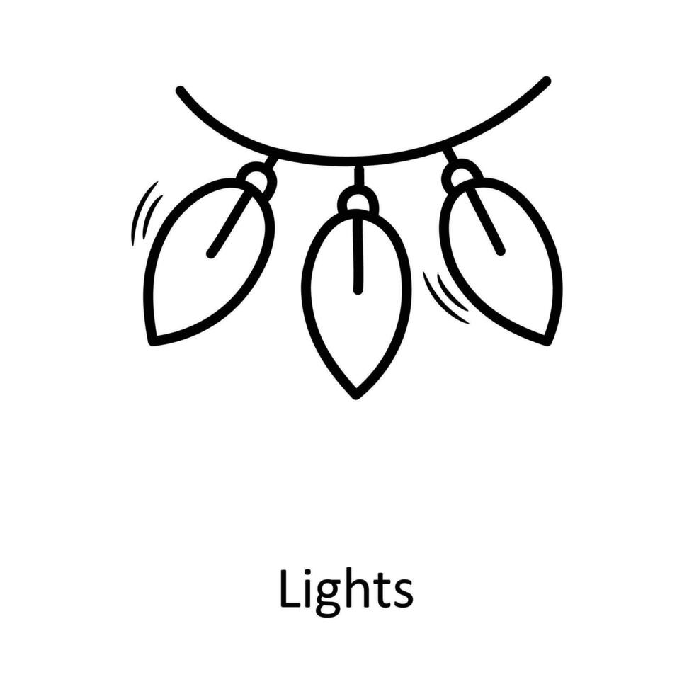 Beleuchtung Vektor Gliederung Symbol Design Illustration. Weihnachten Symbol auf Weiß Hintergrund eps 10 Datei