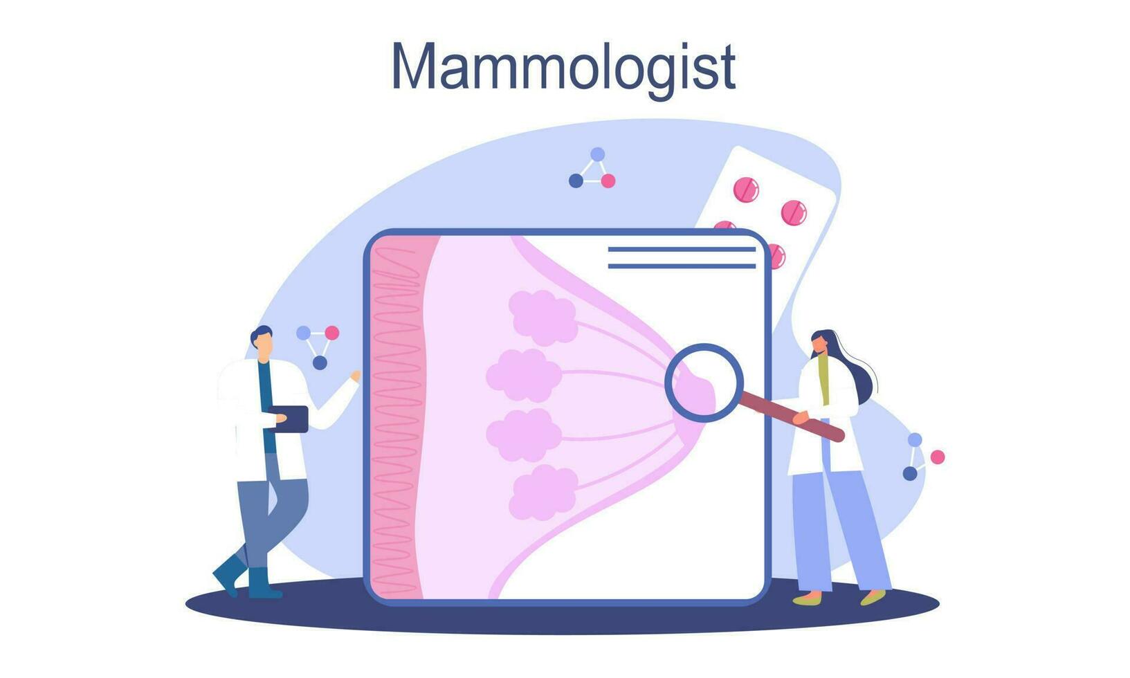 Mammologe Konzept Beratung mit Arzt Über Brust Krankheit Idee von Gesundheitswesen und medizinisch vektor