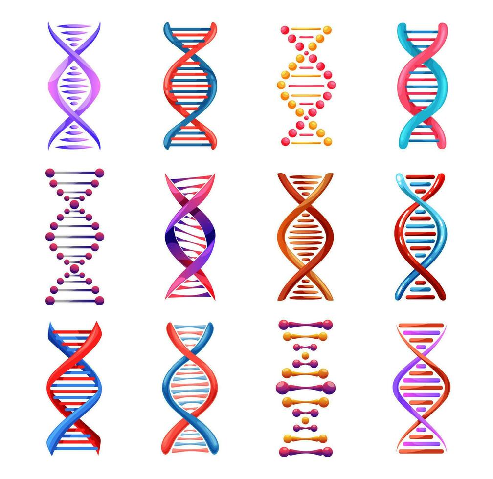 DNA Wendel Symbole, genetisch Medizin Vektor Zeichen einstellen