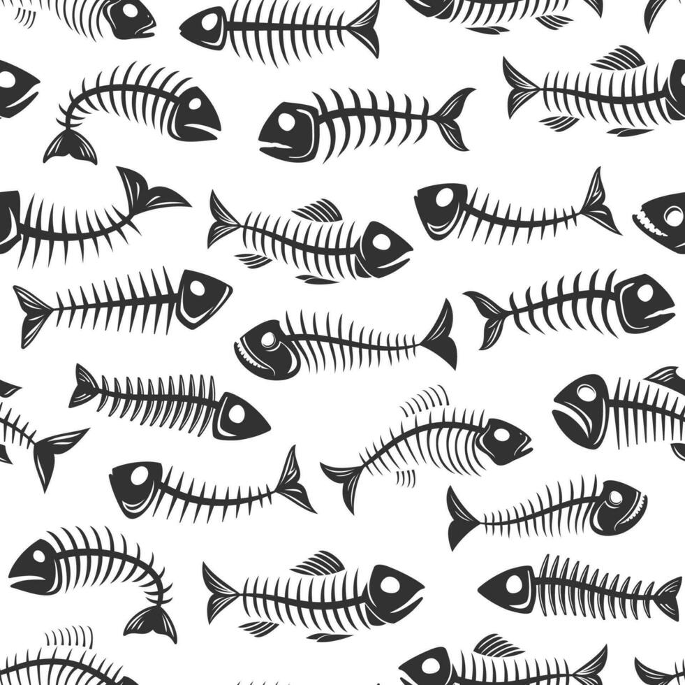 fisk ben skelett sömlös mönster bakgrund vektor