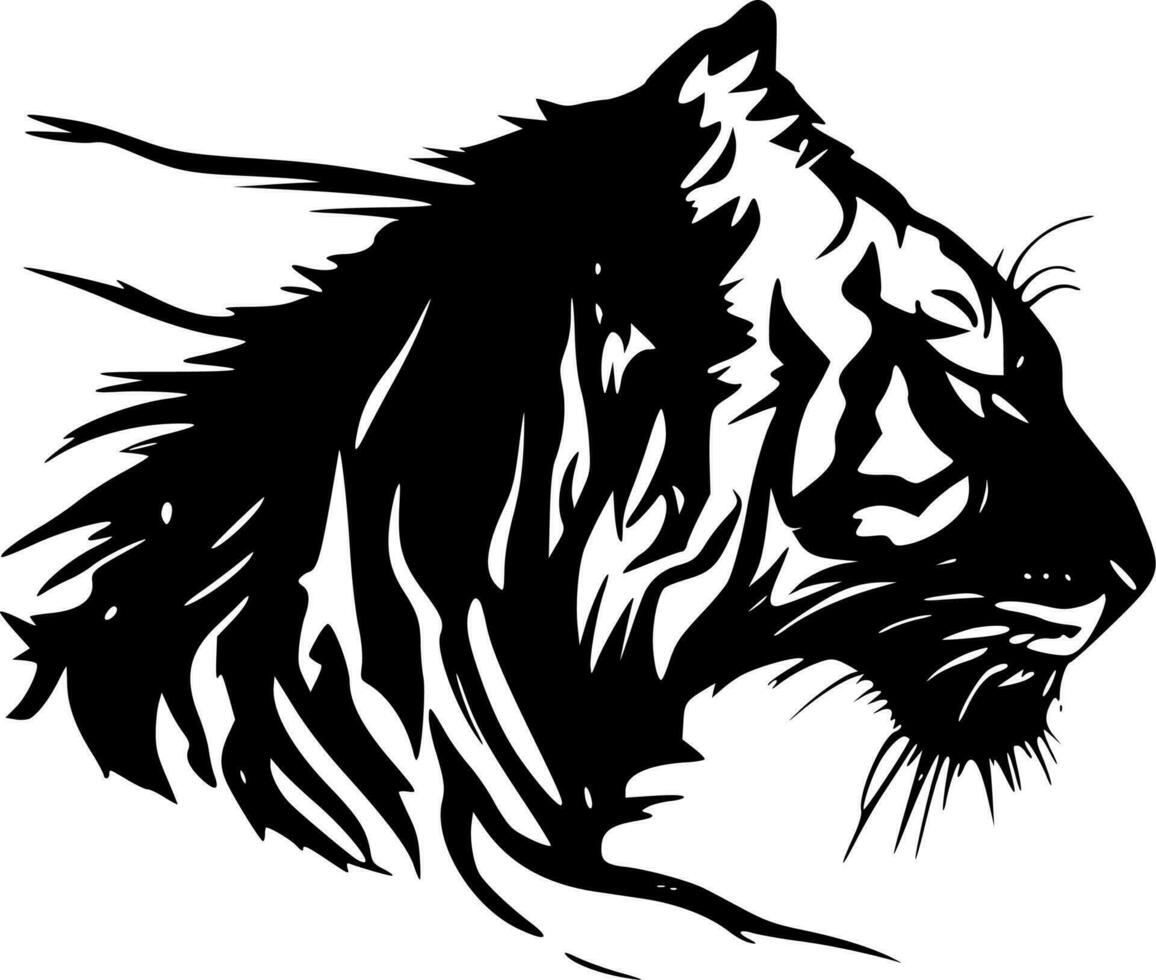 tigrar, svart och vit vektor illustration