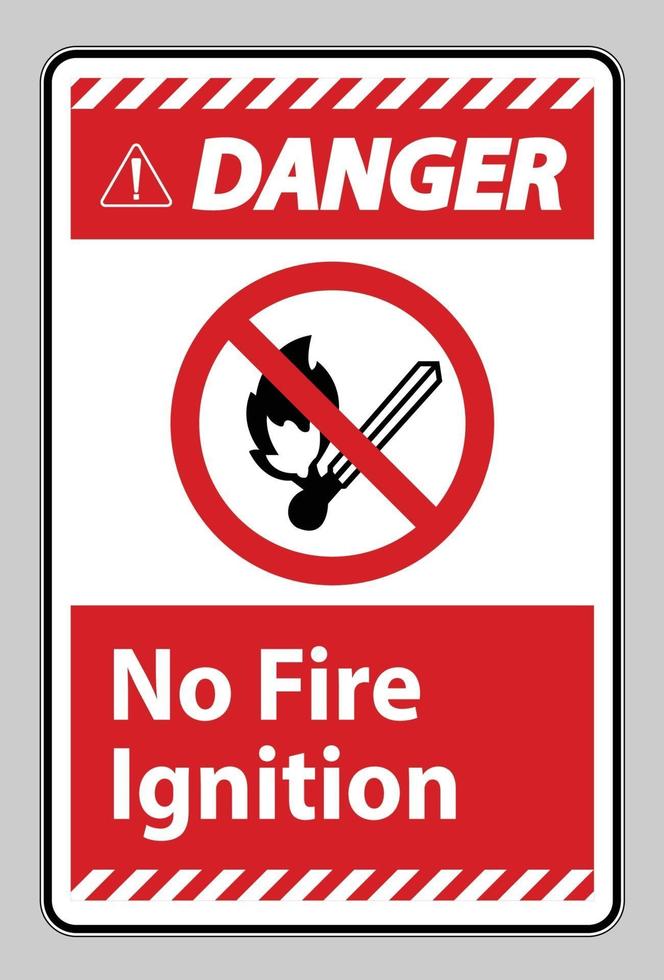 Gefahr kein Feuer Zündsymbol Zeichen auf weißem Hintergrund vektor