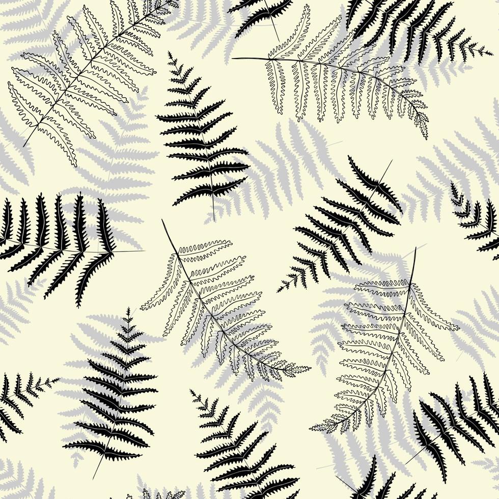sömlös mönster design med ormbunke blad och grenar. upprepande bakgrund för branding, förpackning, tyg och textil, omslagspapper vektor
