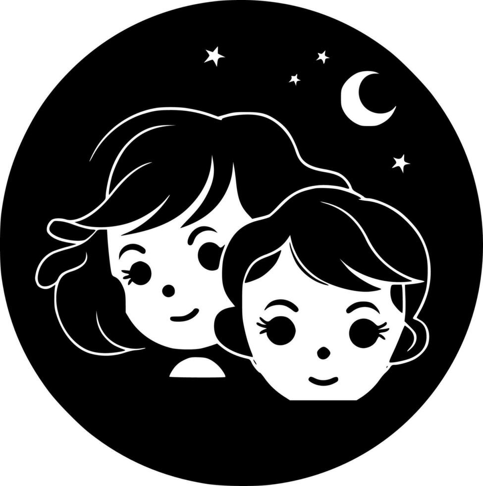 barn, svart och vit vektor illustration