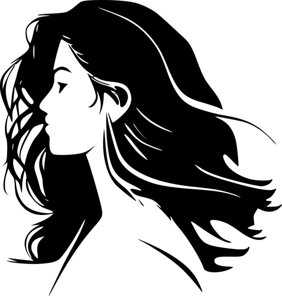 kvinna, minimalistisk och enkel silhuett - vektor illustration