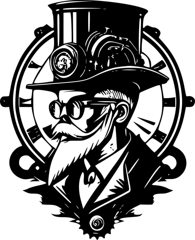 Steampunk - - minimalistisch und eben Logo - - Vektor Illustration