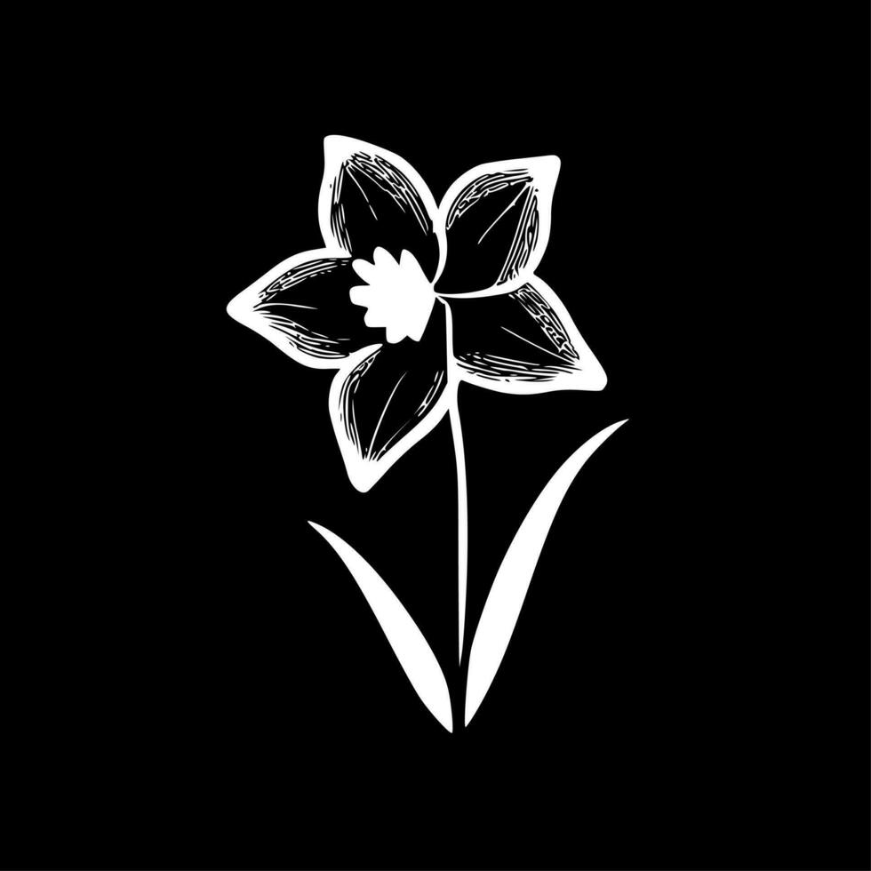 Narzisse - - schwarz und Weiß isoliert Symbol - - Vektor Illustration