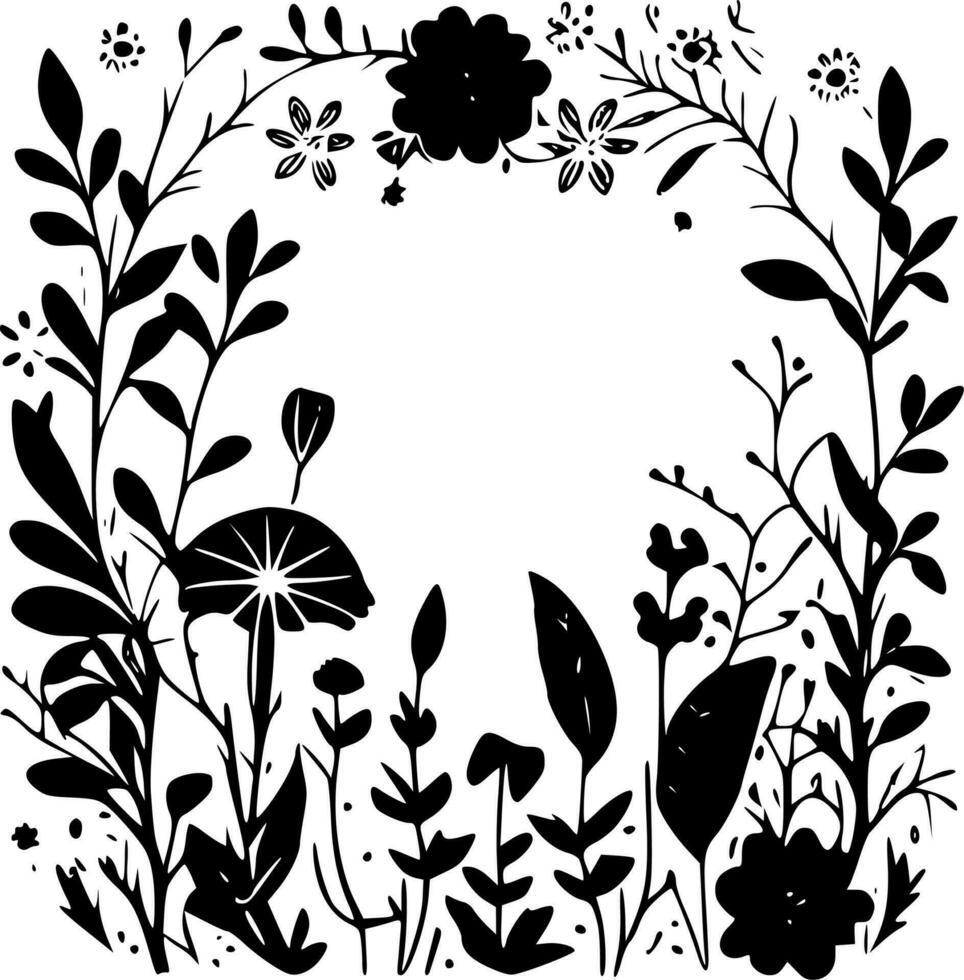 Blumen- Grenze, schwarz und Weiß Vektor Illustration