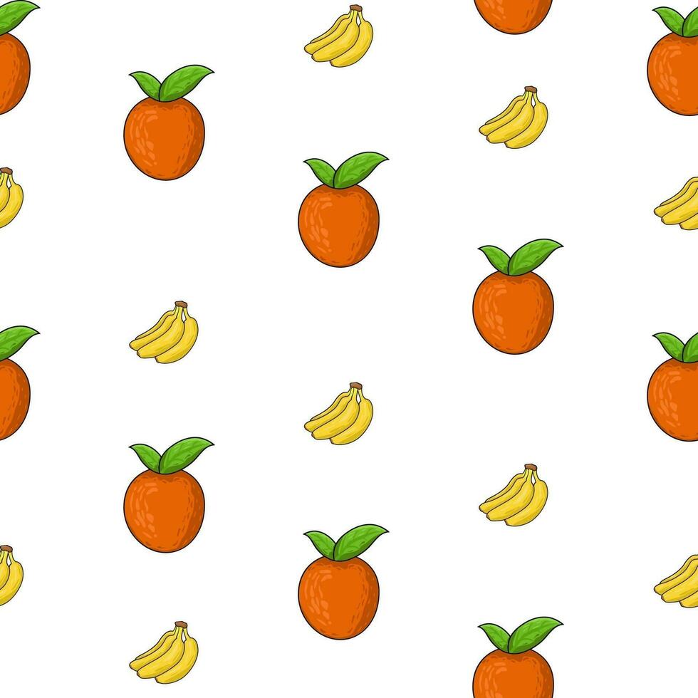 sömlös orange och banan vektor illustration, tropisk organisk marknadsföra begrepp färgrik sommar försäljning vitamint marknadsföra detalj färsk bakgrund vit rena