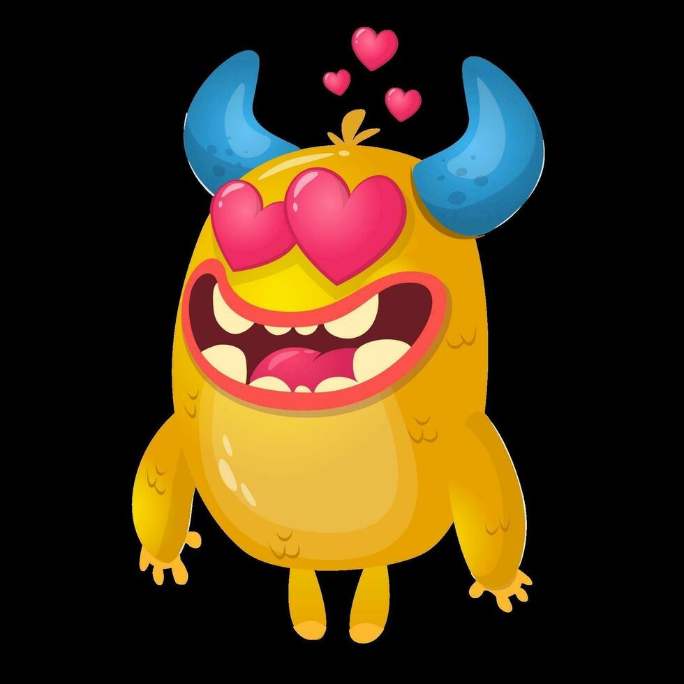 Karikatur cool Monster- im Liebe. st Valentinsgrüße Vektor Illustration von liebend Monster-