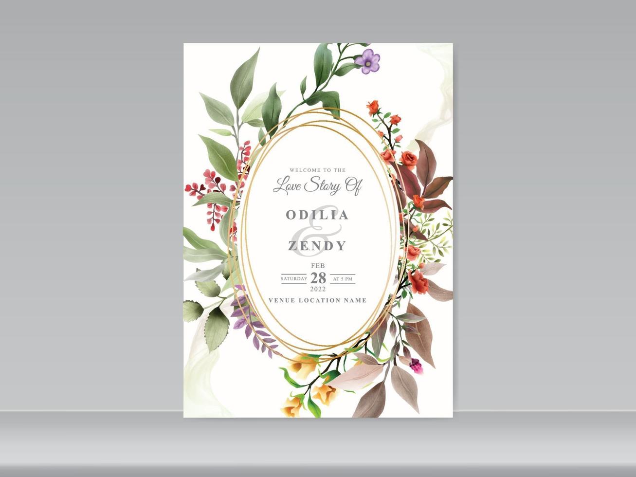 bröllop inbjudningskort elegant blommig vektor