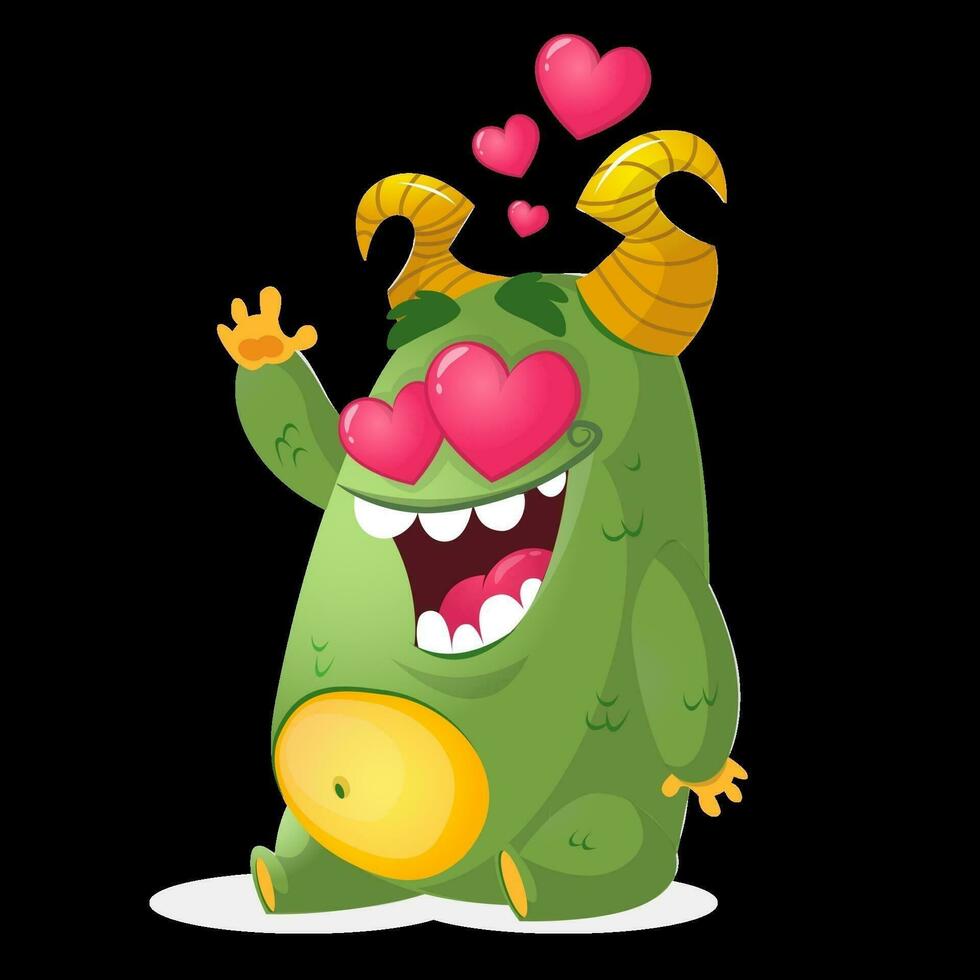Karikatur cool Monster- im Liebe. st Valentinsgrüße Vektor Illustration von liebend Monster-