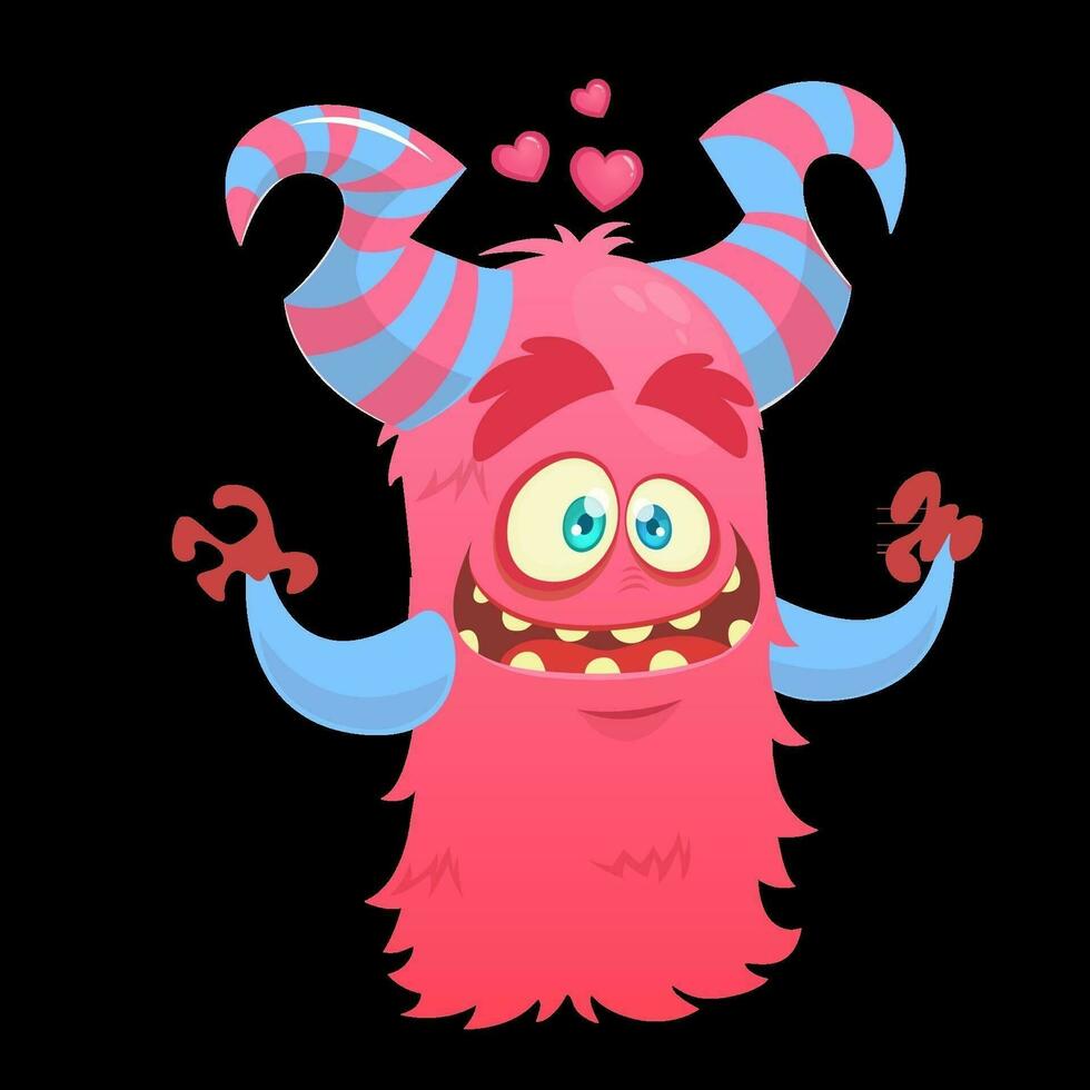 tecknad serie rolig monster i kärlek. st valentines dag vektor