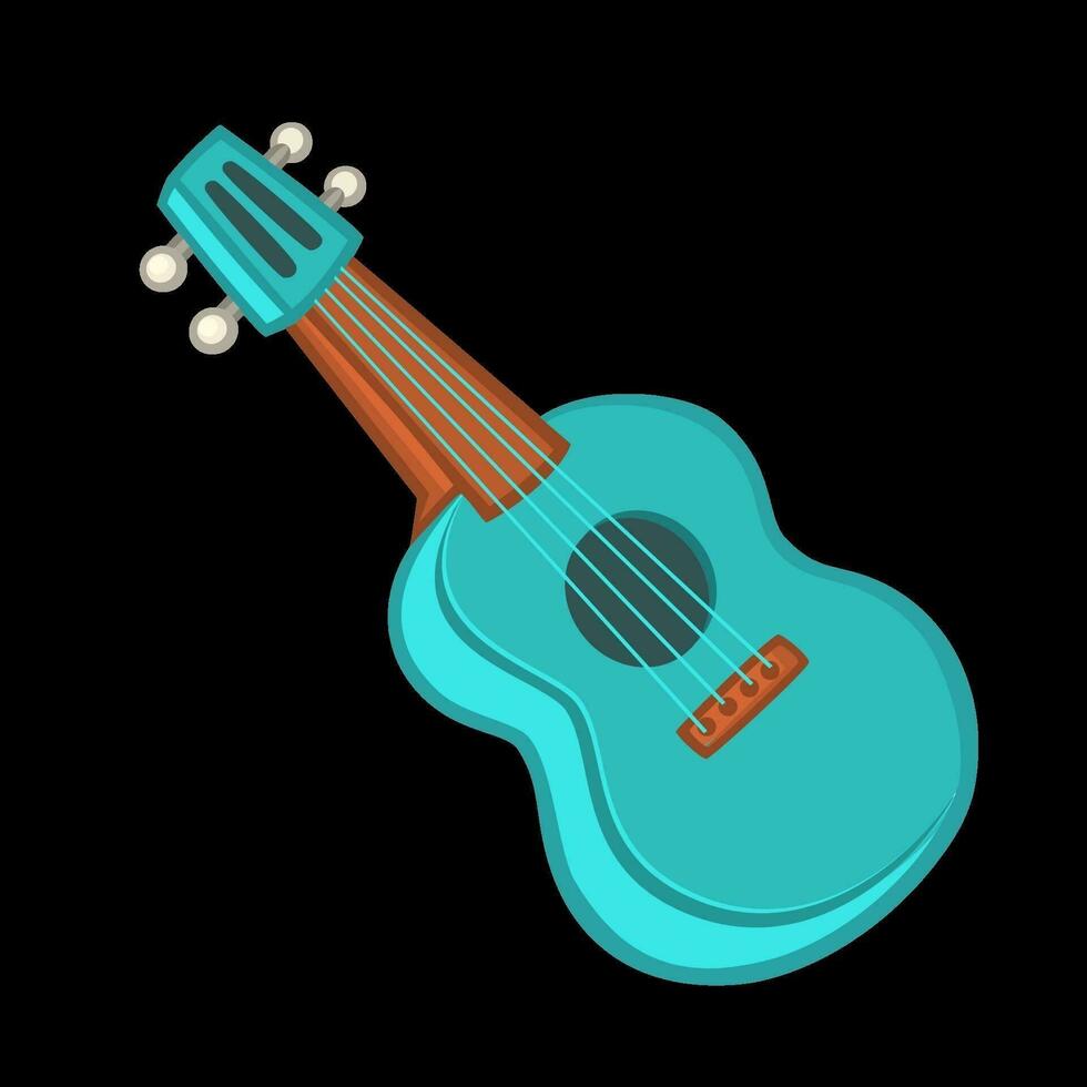 tecknad serie vektor illustration av akustisk gitarr eller ukulele. tecknad serie klämma konst. musikalisk instrument ikon