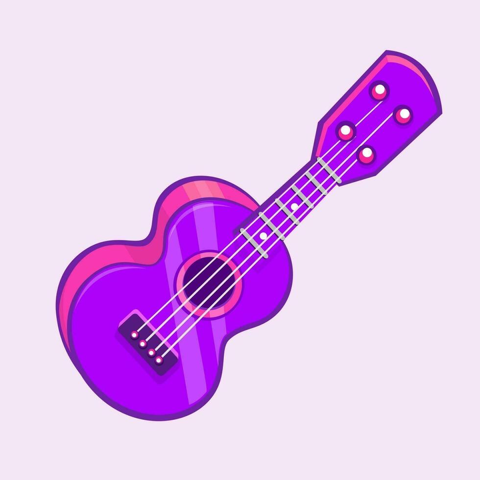 tecknad serie vektor illustration av akustisk gitarr eller ukulele. tecknad serie klämma konst. musikalisk instrument ikon