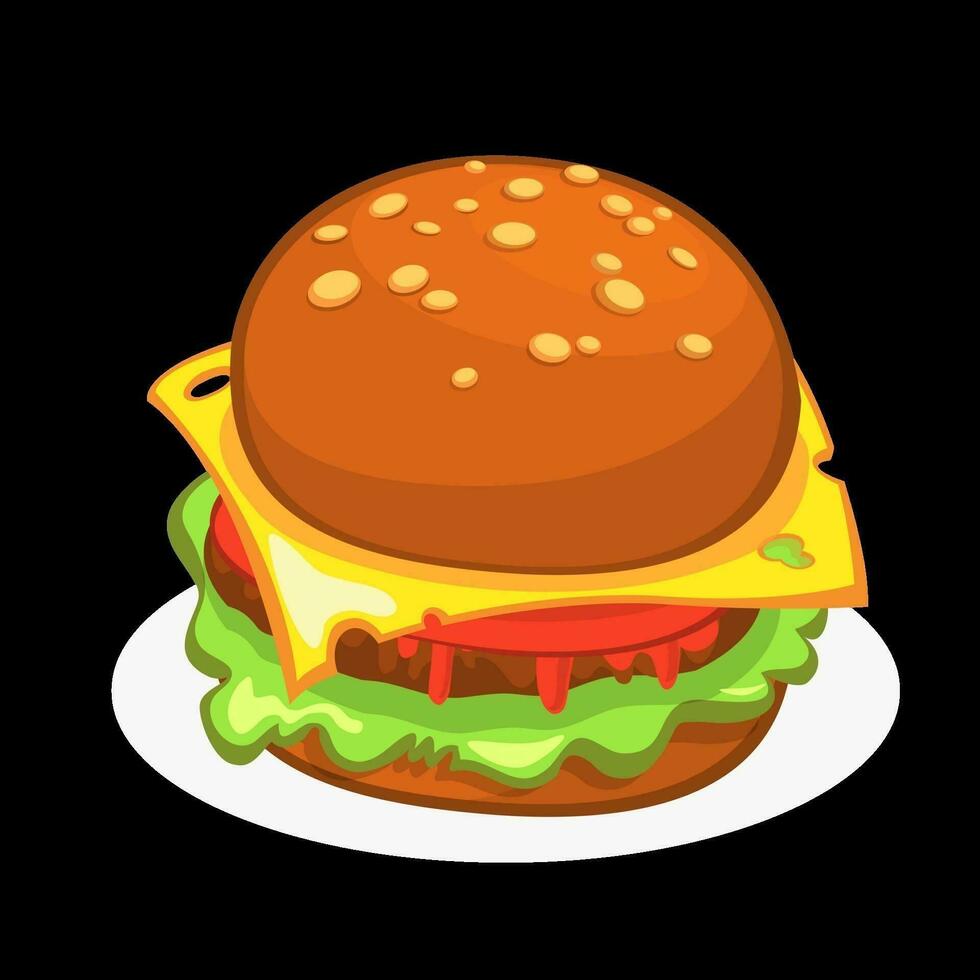 Karikatur Cheeseburger oder Hamburger Symbol. Hamburger Vektor Illustration isoliert