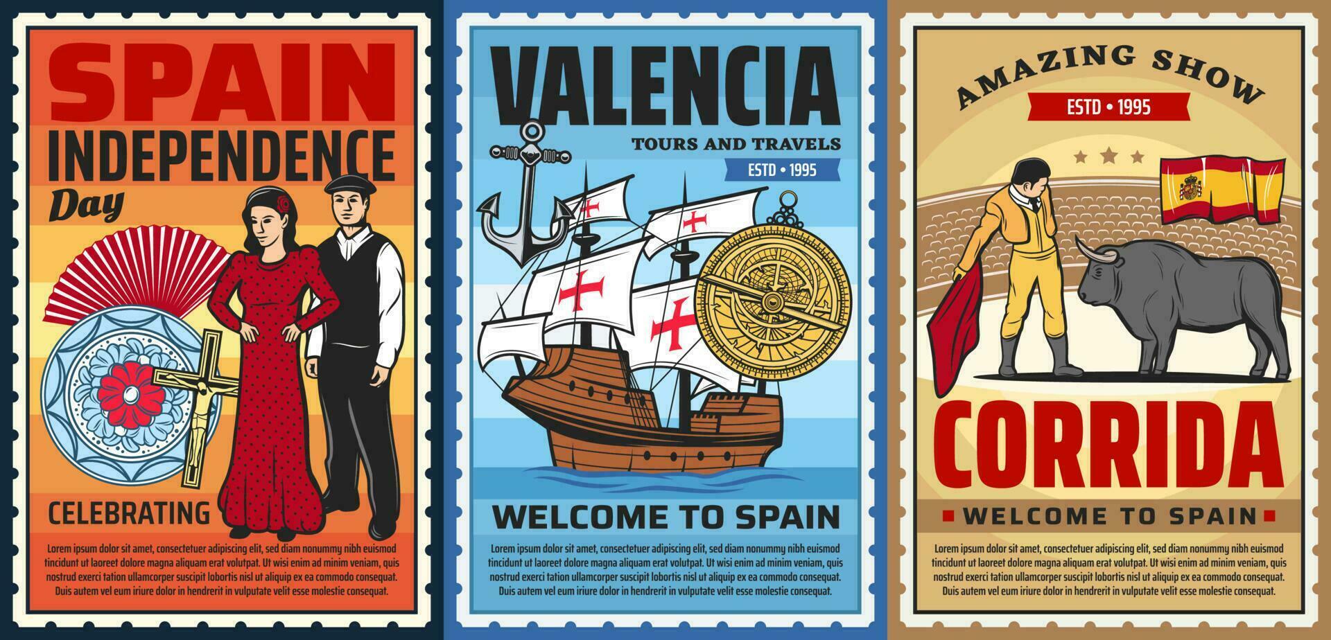 Spanien historia, resa och kultur vektor