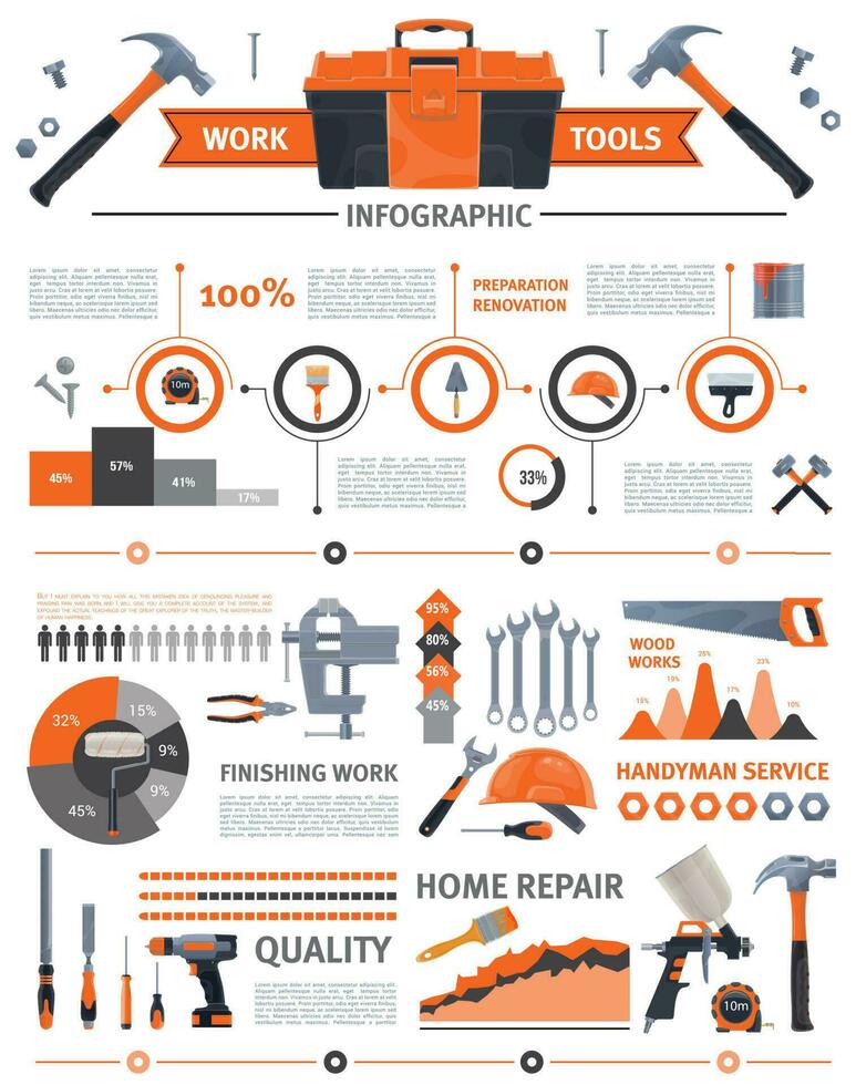 diy och konstruktion verktyg vektor infographics