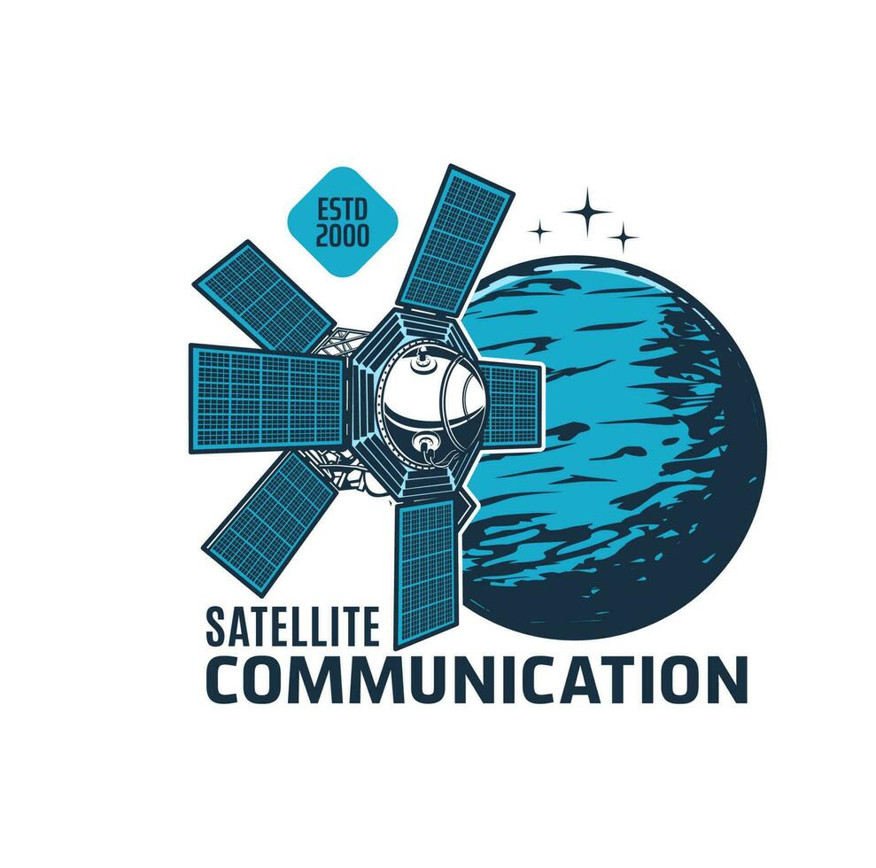 Telekommunikation Satellit Symbol, Raum Bahnhof vektor