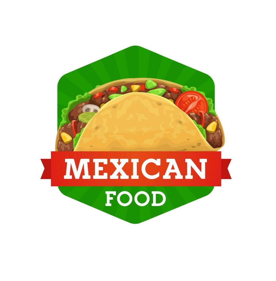 tacos, mexikansk kök mat restaurang ikon vektor