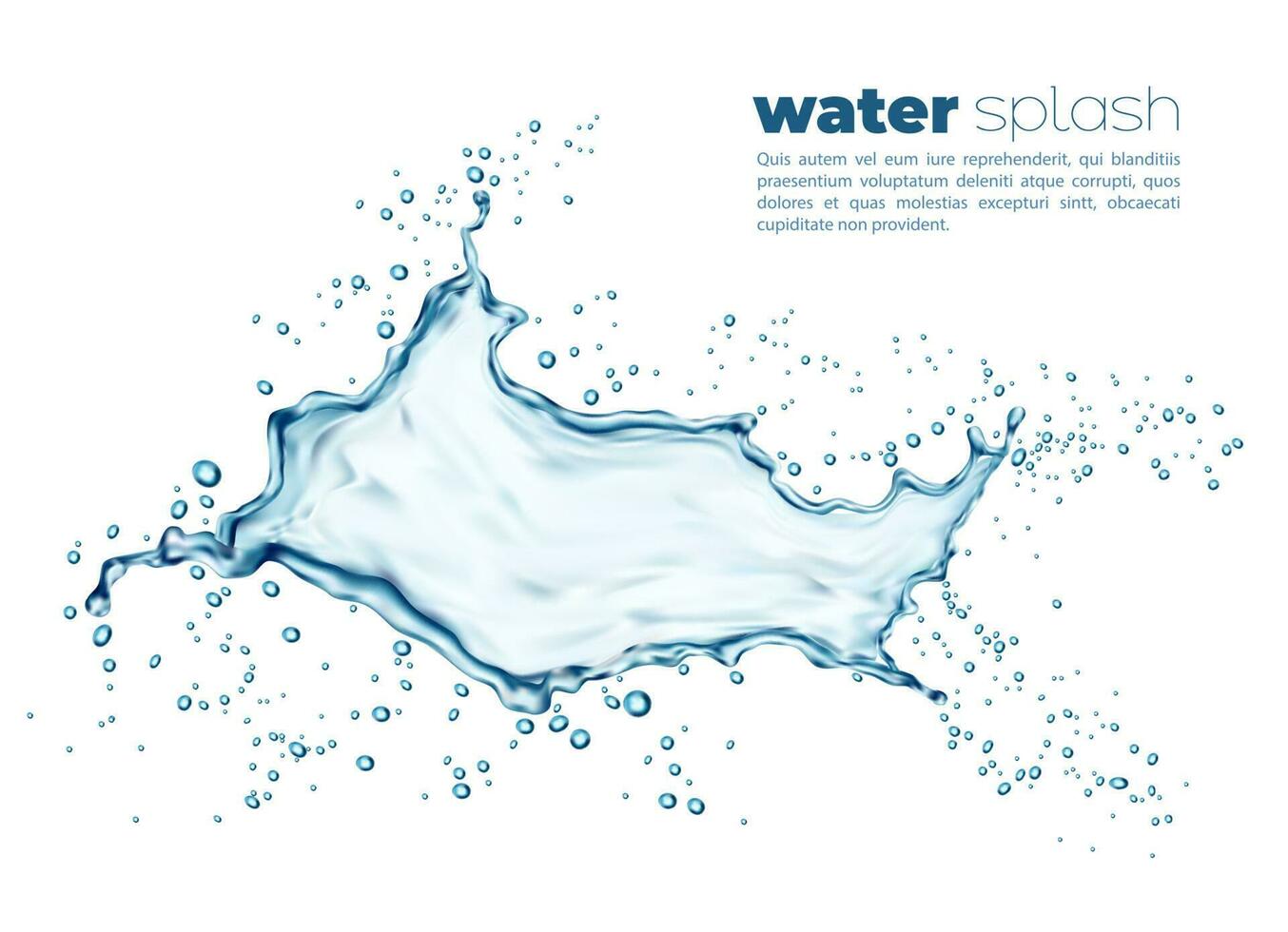 isoliert Blau Wasser Spritzen und Tropfen, Vektor Welle