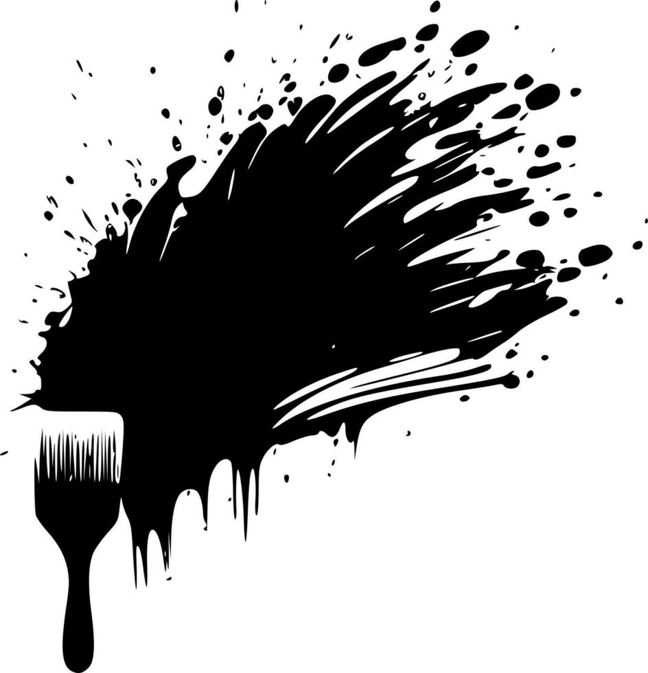 borsta stroke - svart och vit isolerat ikon - vektor illustration