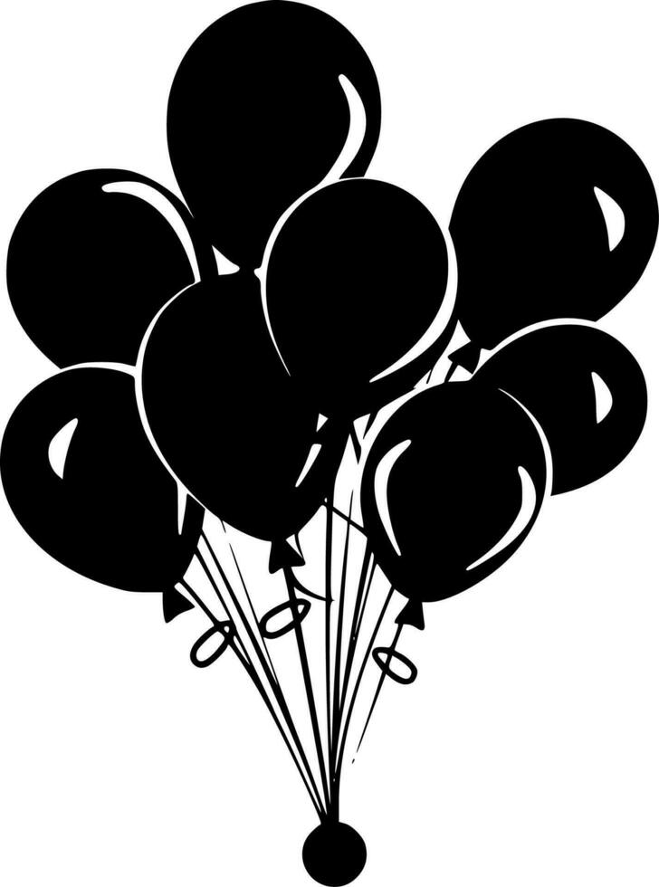 ballonger, svart och vit vektor illustration