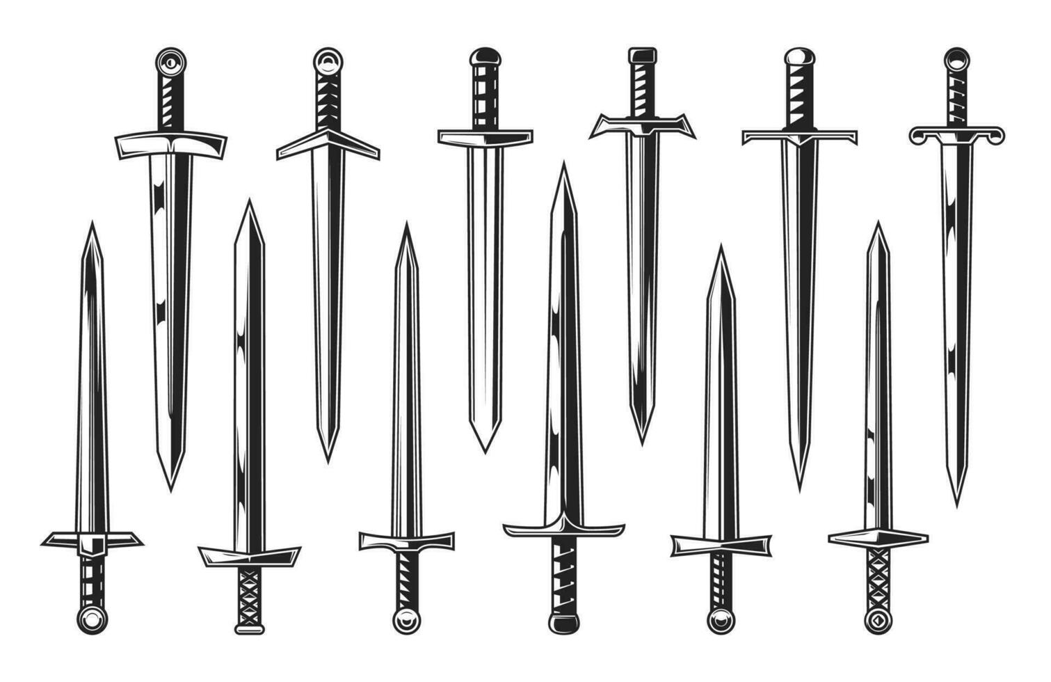 europäisch Ritter mittelalterlich Schwerter, Vektor Heraldik