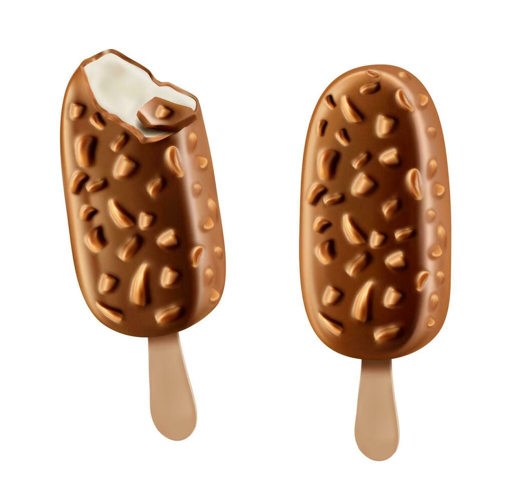 Eskimo Eis Sahne mit Schokolade Glasur und Nüsse vektor