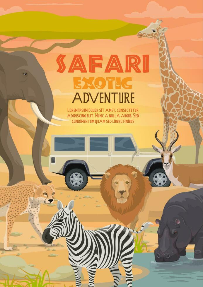 afrikansk safari jakt sport och vild djur vektor