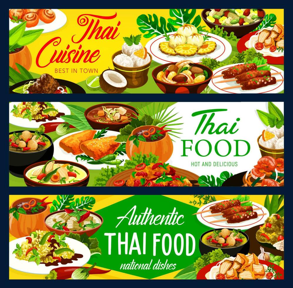 thailand mat maträtter meny vektor banderoller