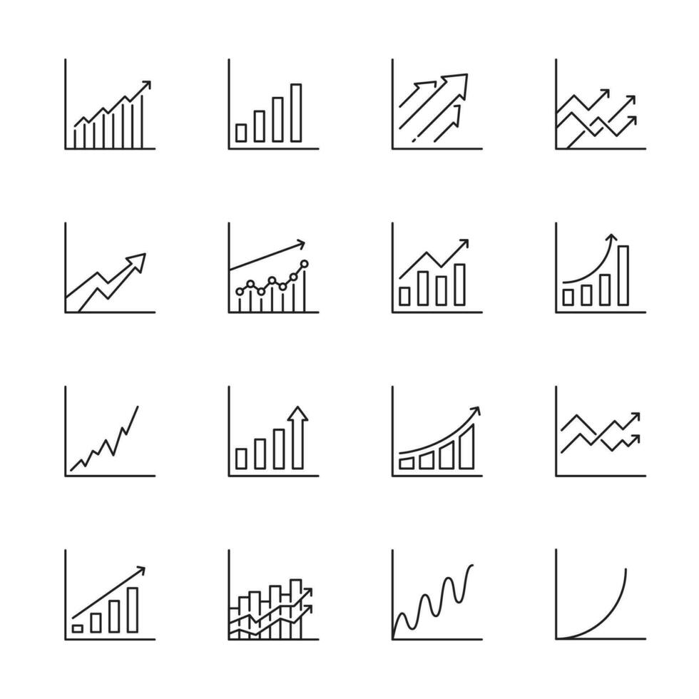 Graph, Diagramm und Bar Wachstum Symbole, Pfeil erhöhen, ansteigen vektor