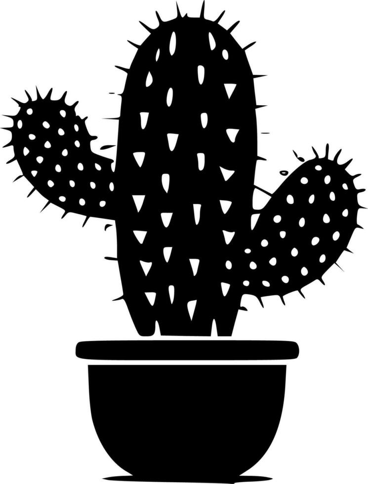 kaktus, svart och vit vektor illustration