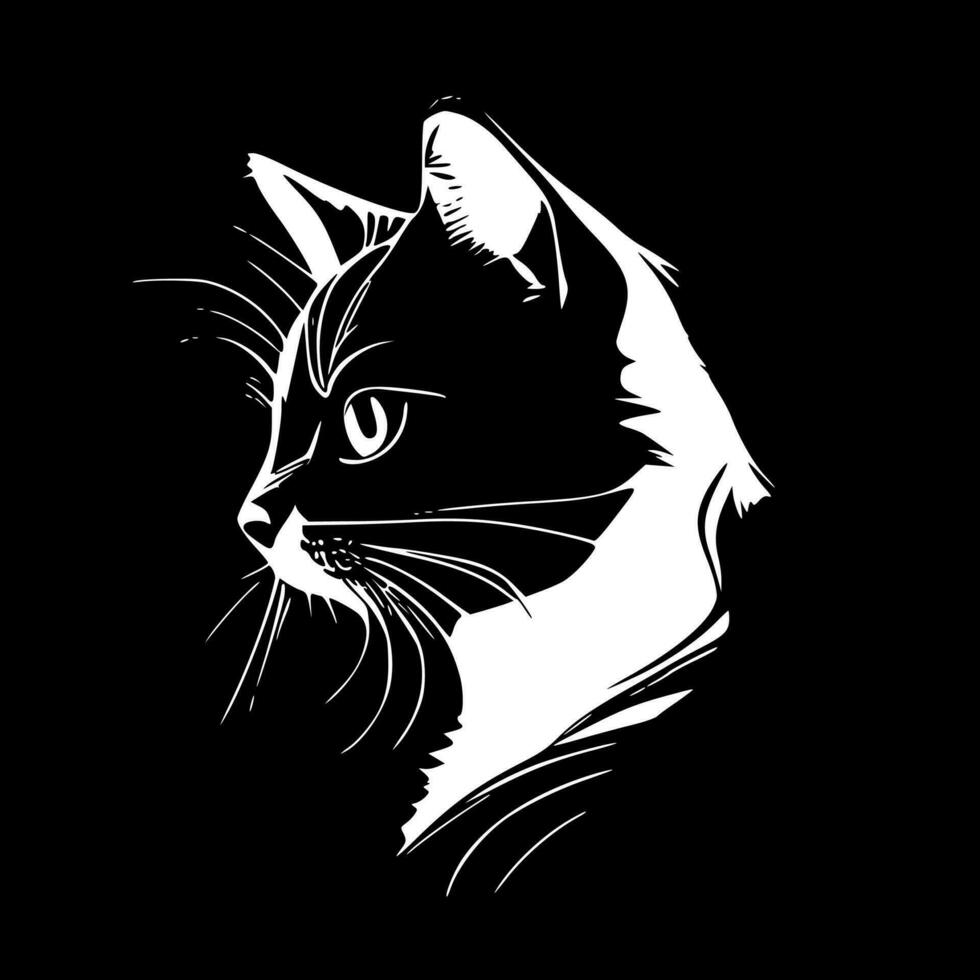 katt - minimalistisk och platt logotyp - vektor illustration