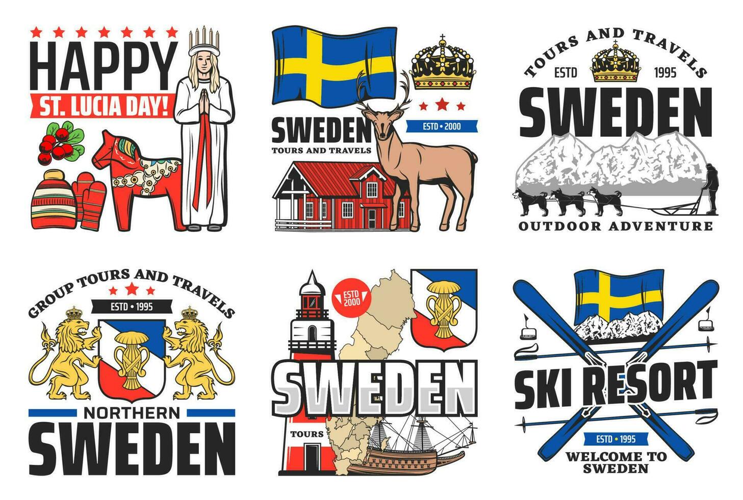seden ikoner, resa högtider och svenska kultur vektor