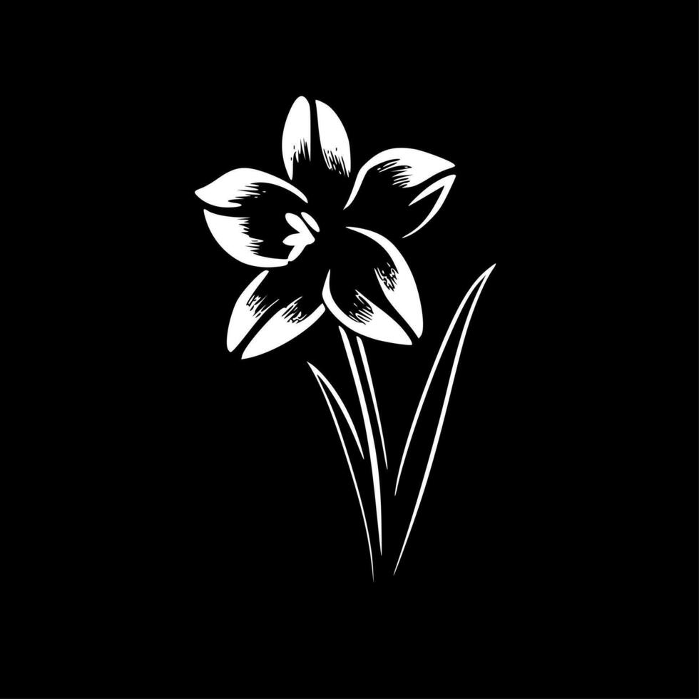 Narzisse - - schwarz und Weiß isoliert Symbol - - Vektor Illustration