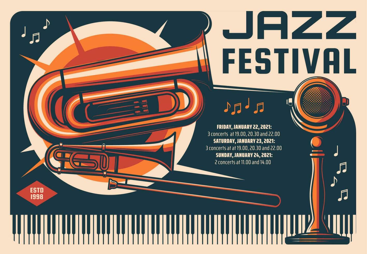 Jazz Festival, Leben Musik- Performance retro Banner vektor