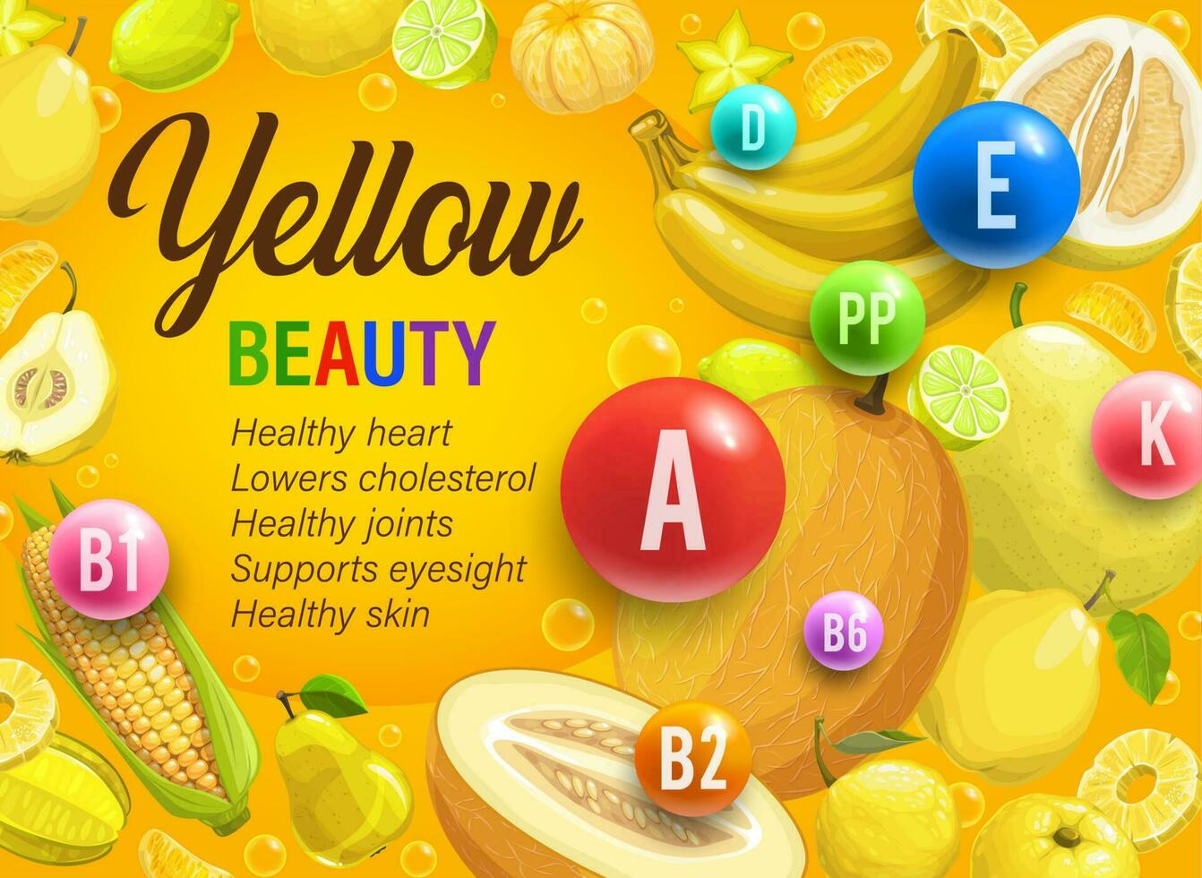 gul dag, Färg regnbåge diet, organisk näring vektor