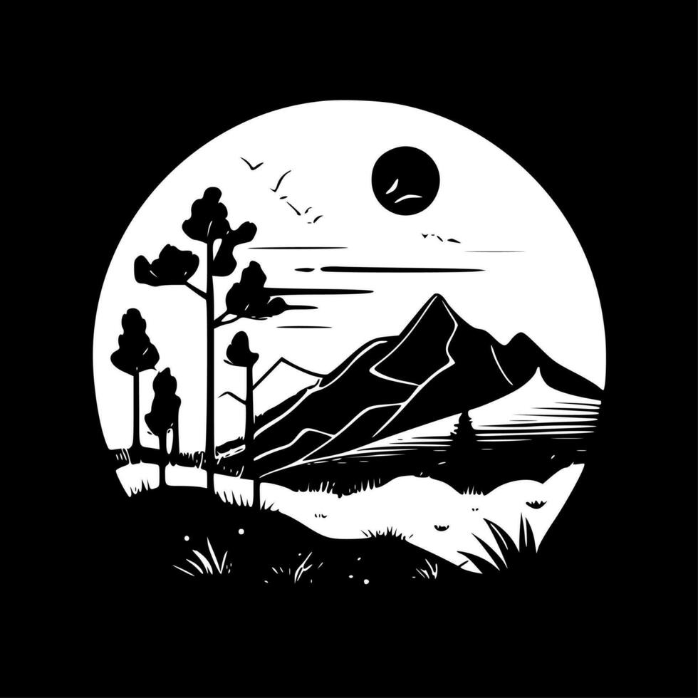 Landschaft, minimalistisch und einfach Silhouette - - Vektor Illustration