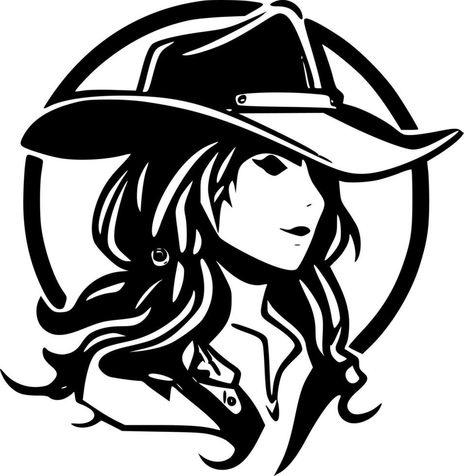 Cowgirl - - minimalistisch und eben Logo - - Vektor Illustration