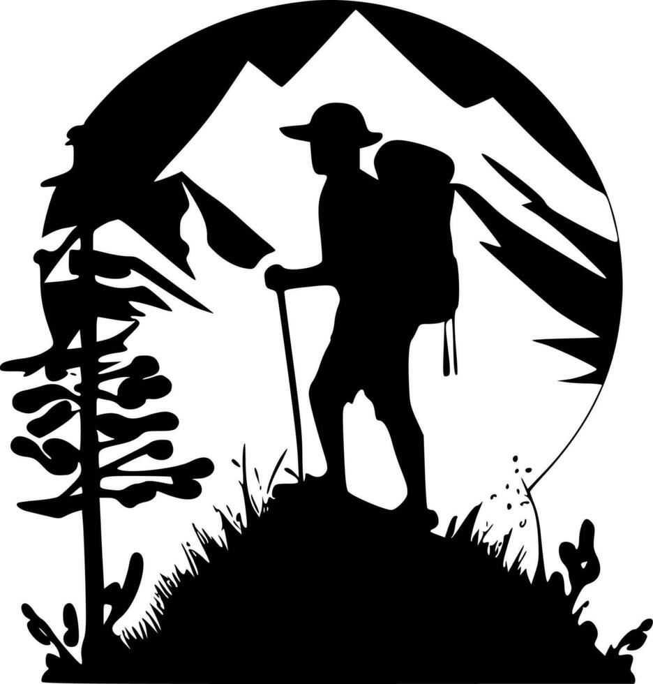 Wandern - - minimalistisch und eben Logo - - Vektor Illustration