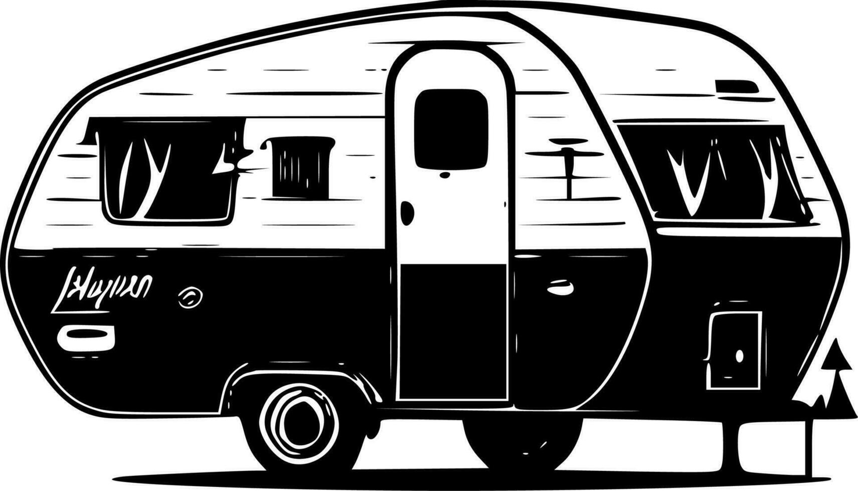 Wohnmobil - - schwarz und Weiß isoliert Symbol - - Vektor Illustration