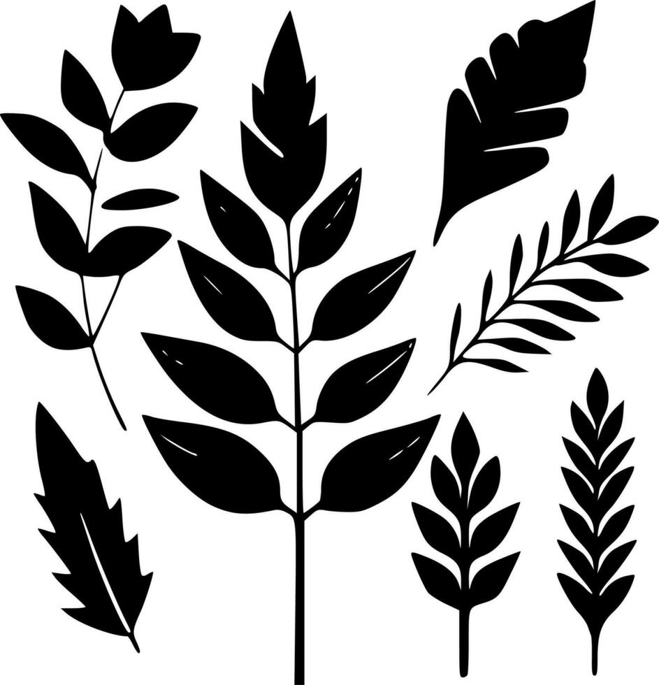 löv, svart och vit vektor illustration