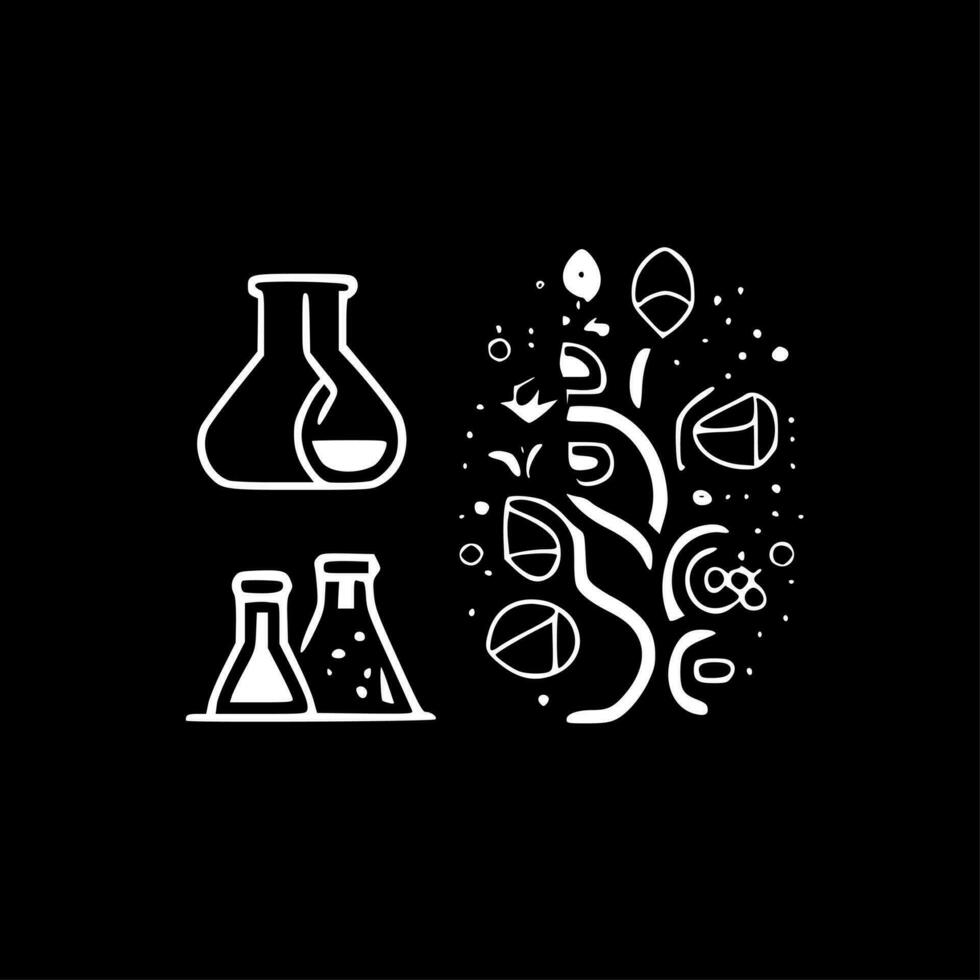 vetenskap - svart och vit isolerat ikon - vektor illustration
