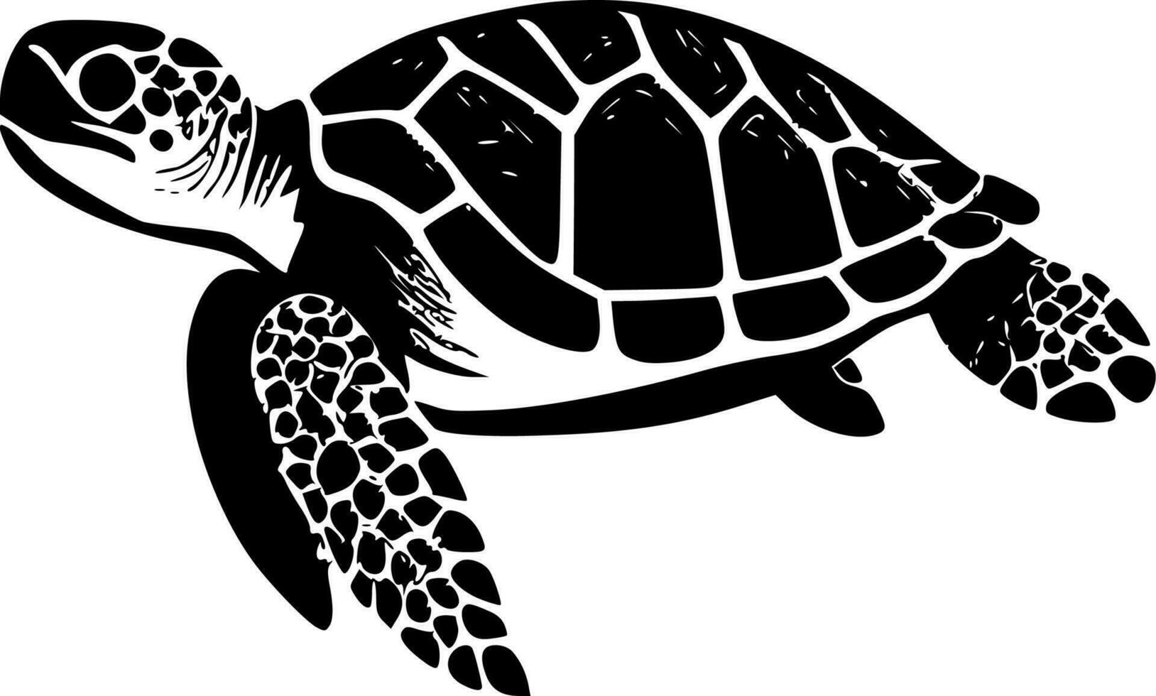 hav sköldpadda - svart och vit isolerat ikon - vektor illustration