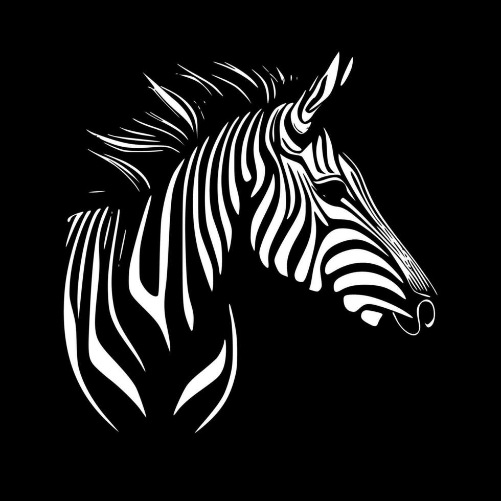 zebra - svart och vit isolerat ikon - vektor illustration