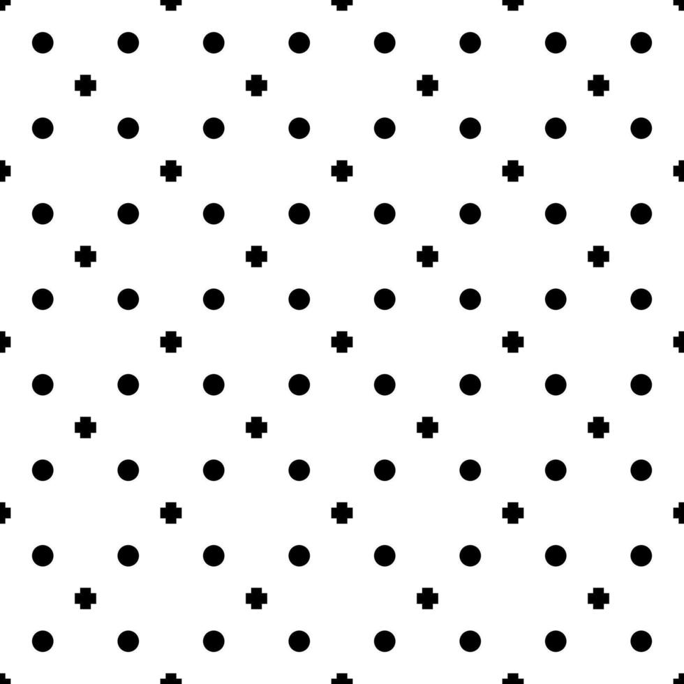 nahtlos geometrisch Muster Plus und Kreis Minimalismus modern Stil schwarz Farbe und Weiß Hintergrund. vektor